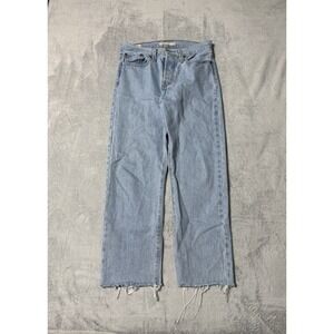 Levi's Wedgie Straight Jeans Womens 28 Button Fly Light Wash Blue Fray Hem 28x25